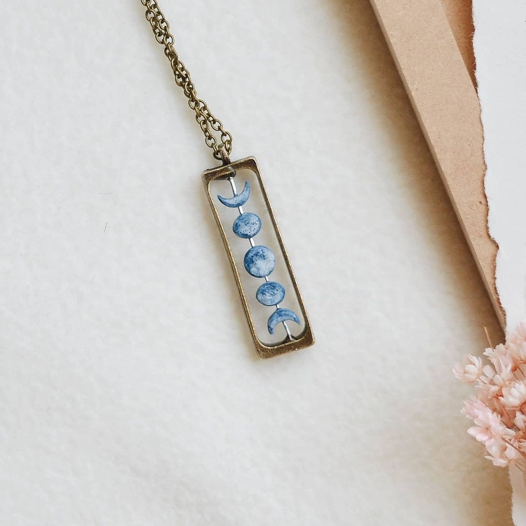 Phases of Moon Rectangular Pendant