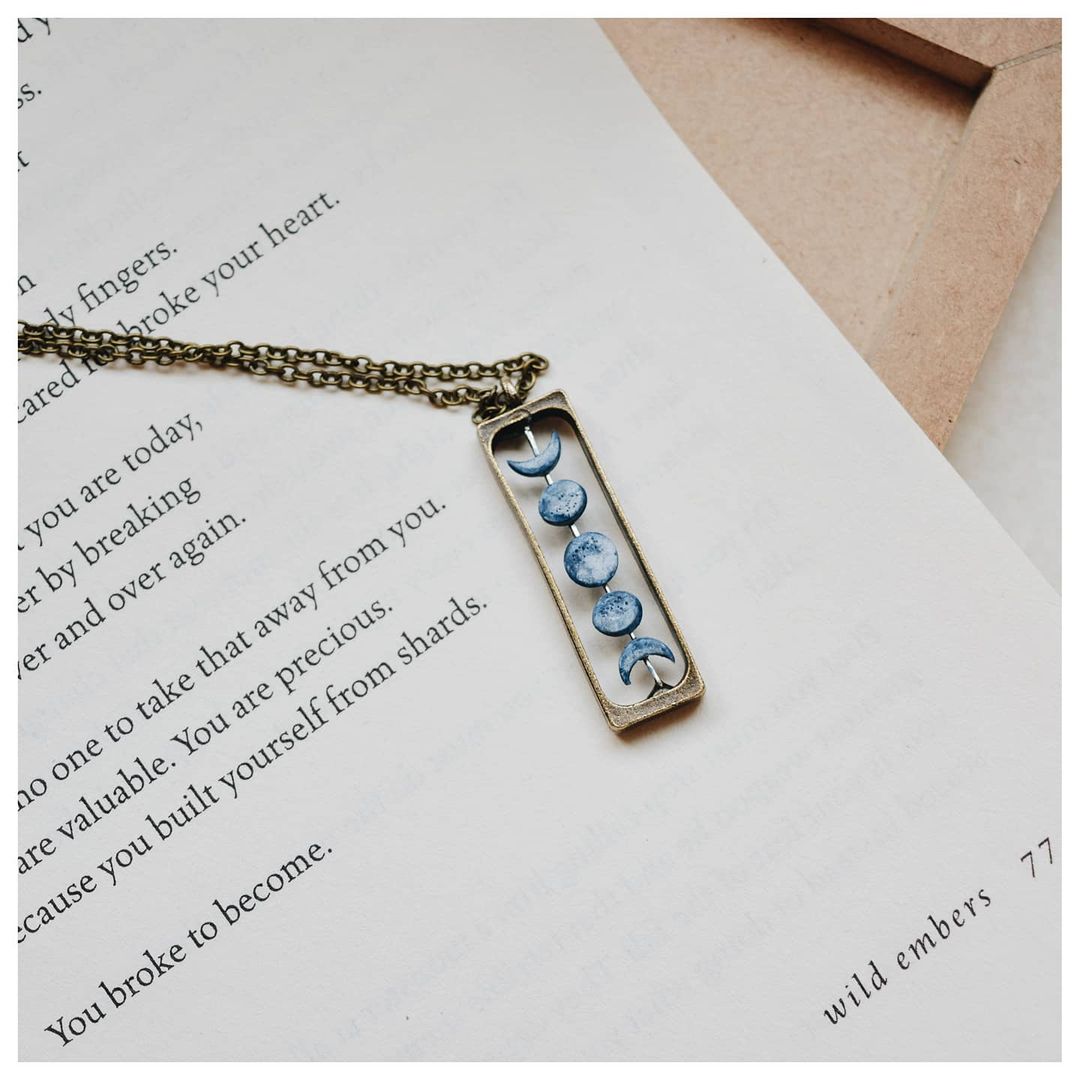 Phases of Moon Rectangular Pendant