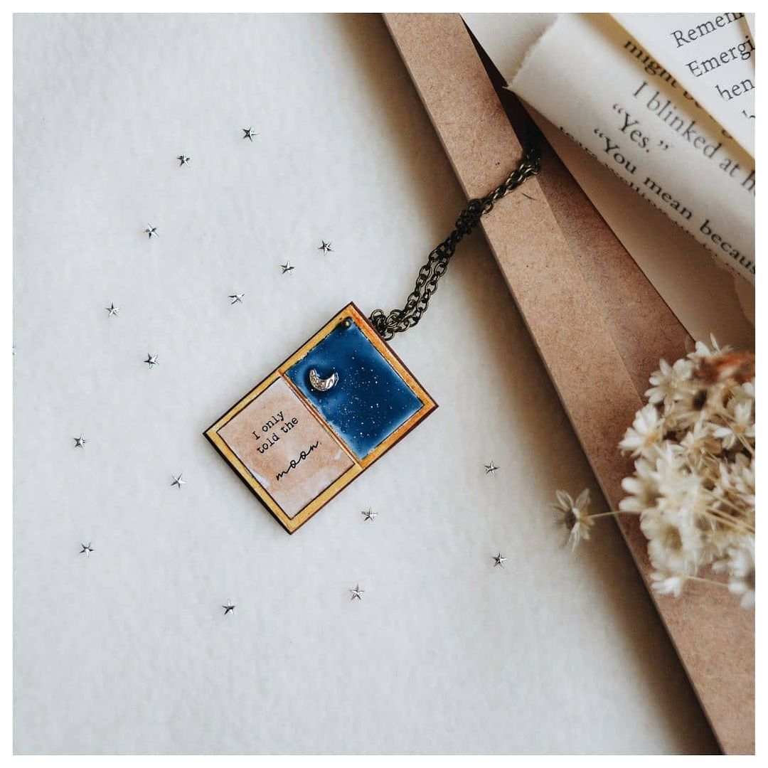 Moon Book Page Pendant