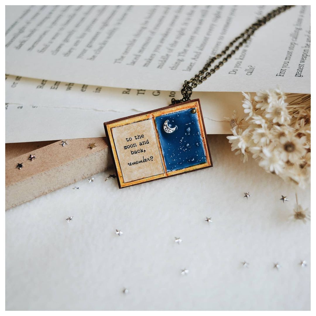 Moon Book Page Pendant