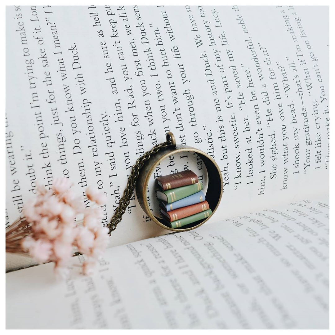 Vertical Stack of Books - Hollow Pendant