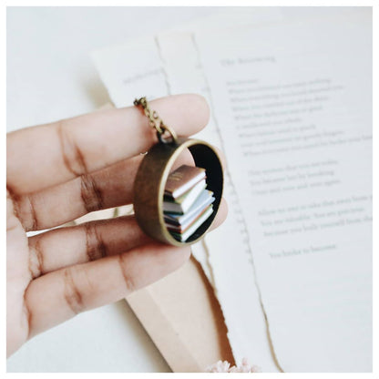 Vertical Stack of Books - Hollow Pendant