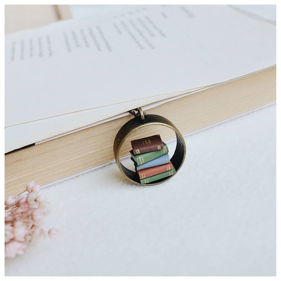 Vertical Stack of Books - Hollow Pendant